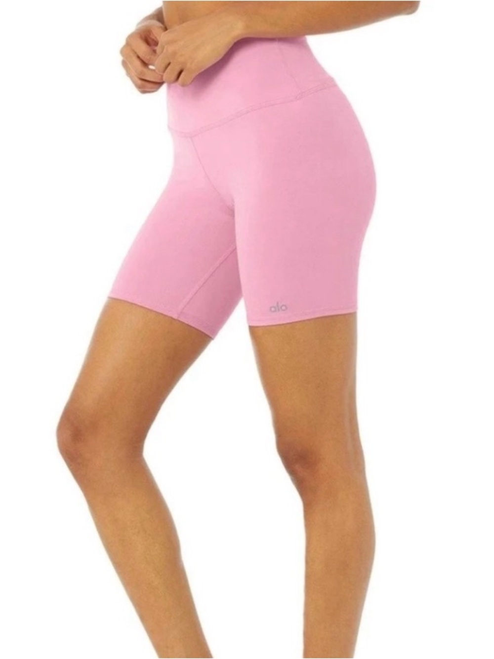 *Final Price* ALO Yoga Airbrush High-Waist Bike Shorts in Candy Heart Pink M - Picture 2 of 7